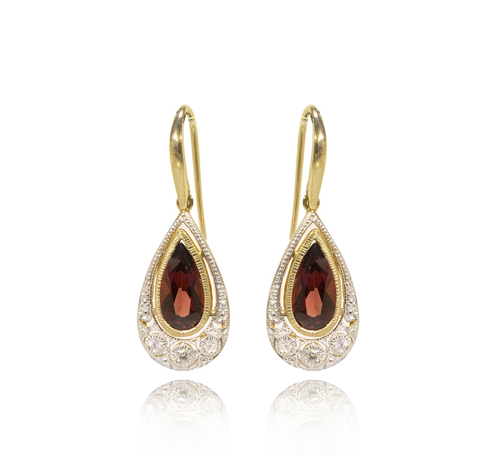 Garnet And Diamond Earrings