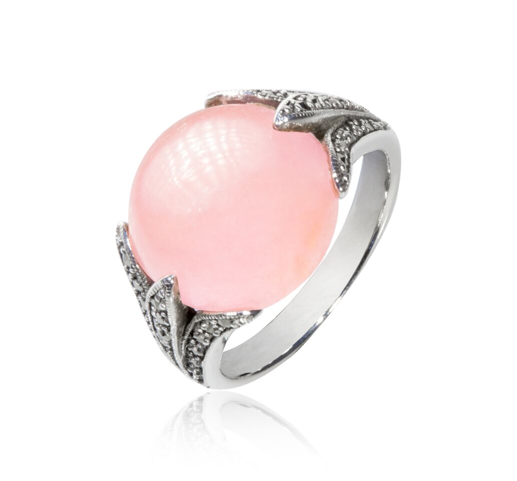 Pink Jade Round Ring