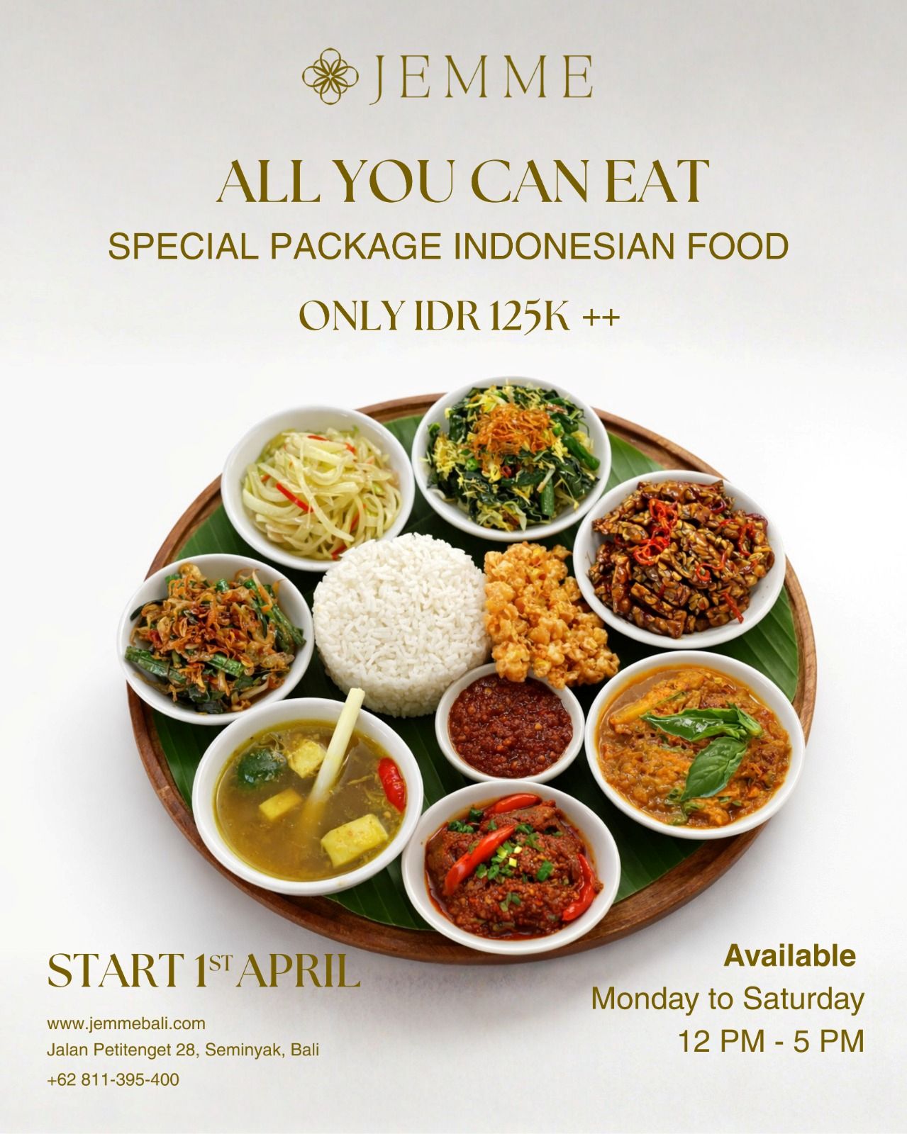All you can eat Indonesian food Seminyak - Jemme Restaurant