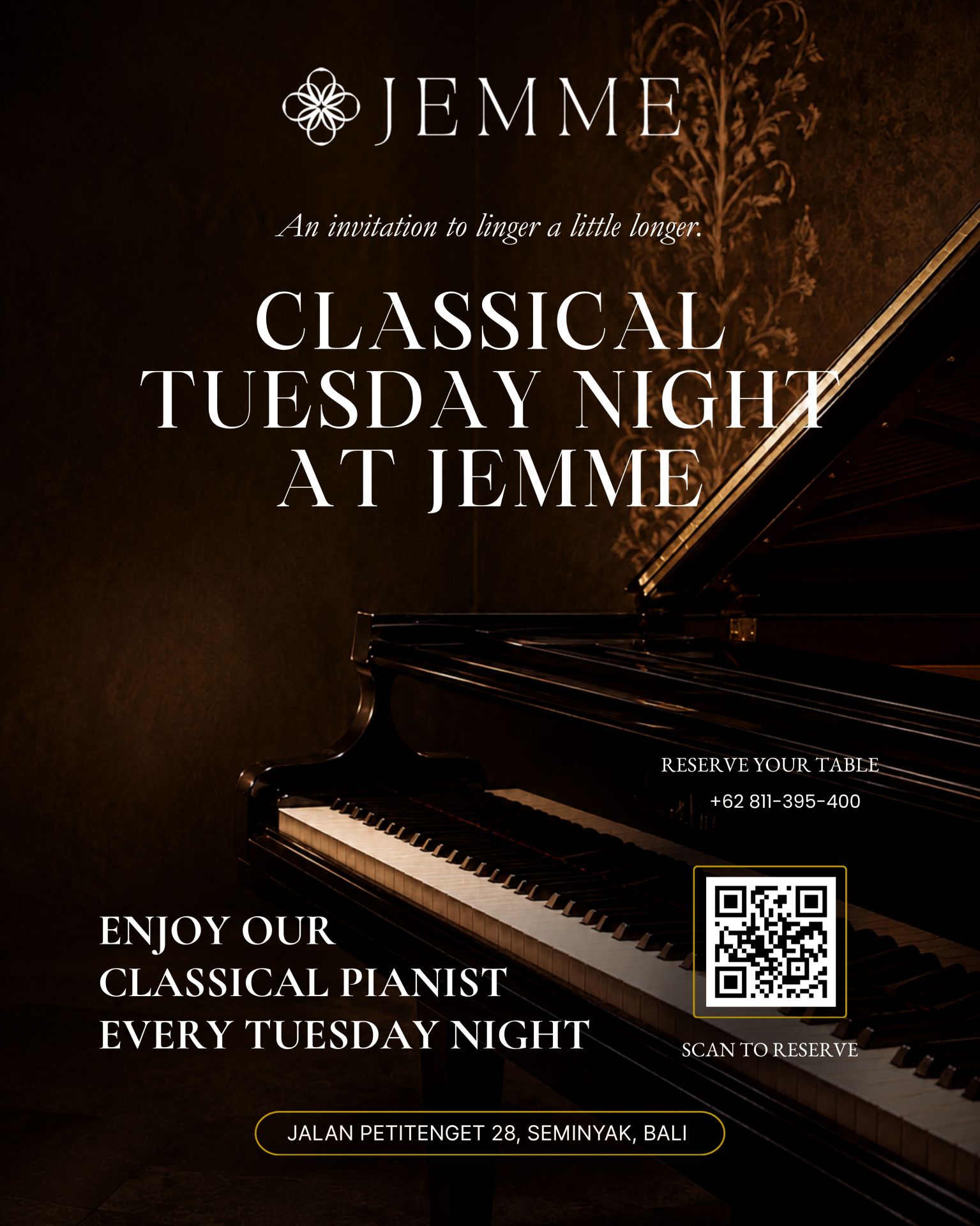 Classical Tuesday Night - An Invitation to Linger - Jemme Restaurant Seminyak